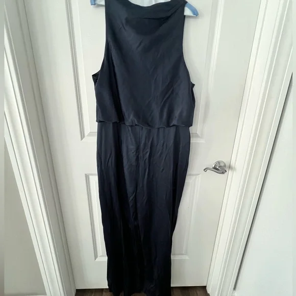 Abercrombie and Fitch XL navy satin jumpsuit - Picture 1 of 3
